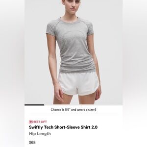 lululemon athletica Swiftly Tech Short-Sleeve Shirt 2.0 - Light Gray